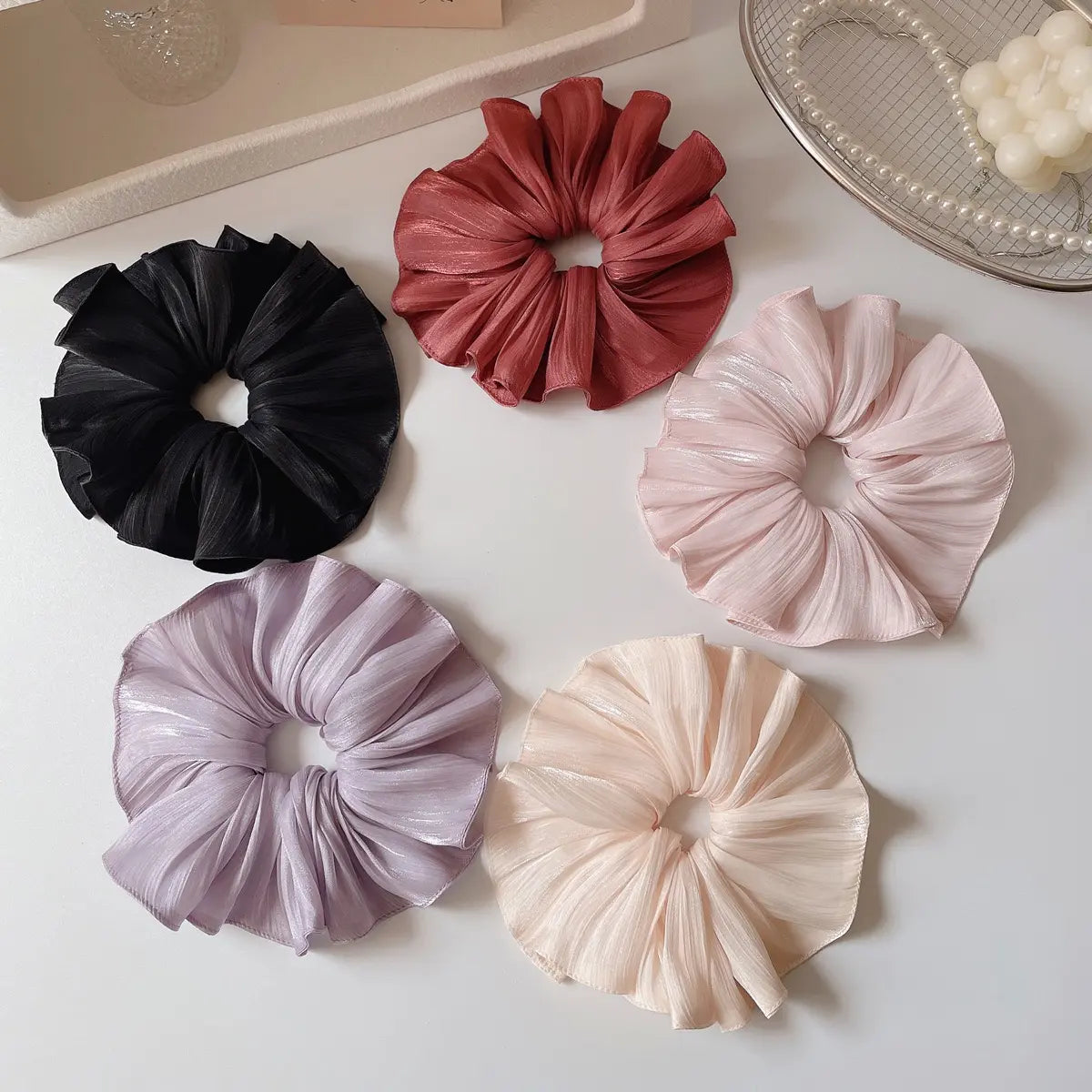 Accordion Pleats Silk XXL 7 ” Scrunchie