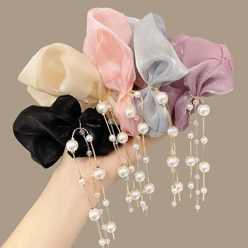 Pearl tassel 5” Scrunchie