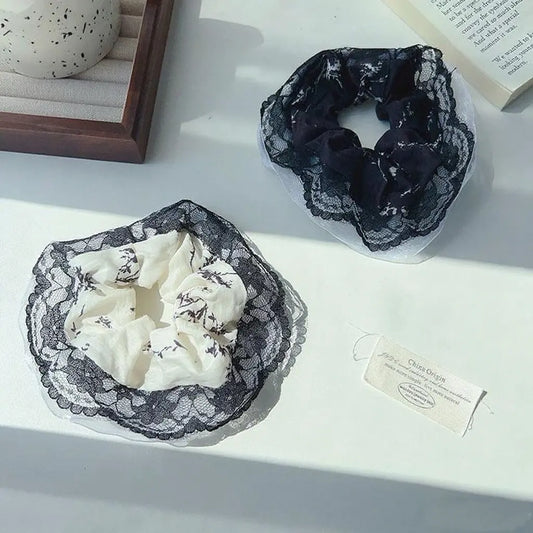 Retro Floral Lace 5” Scrunchie