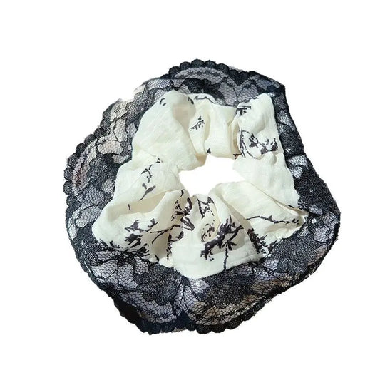 Retro Floral Lace 5” Scrunchie